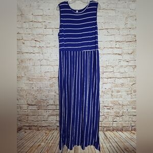Hount Women's Sleeveless Striped Maxi Dress with Pocket Sz XXL